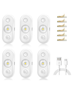 Luces LED con Sensor de Movimiento Recargables 3000K - Paquete de 6