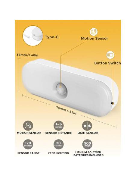 Luz Nocturna LED con Sensor de Movimiento LOHAS - 2 Piezas