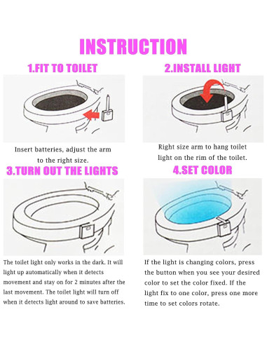 Luz Nocturna LED para Inodoro WYDDDARY 8 Colores Sensor Movimiento