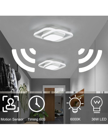 Luz de Techo LED EIDEARAY 36W 6000K con Sensor de Movimiento