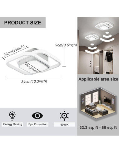 Luz de Techo LED EIDEARAY 36W 6000K con Sensor de Movimiento