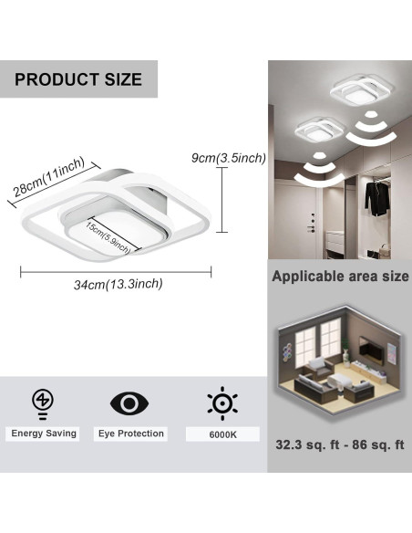 Luz de Techo LED EIDEARAY 36W 6000K con Sensor de Movimiento