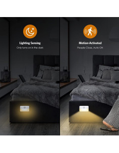 2 Pack Luz Nocturna Sensor de Movimiento JXTZ 3000K Adhesiva 2