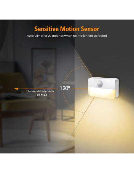 2 Pack Luz Nocturna Sensor de Movimiento JXTZ 3000K Adhesiva