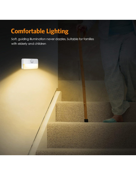 2 Pack Luz Nocturna Sensor de Movimiento JXTZ 3000K Adhesiva
