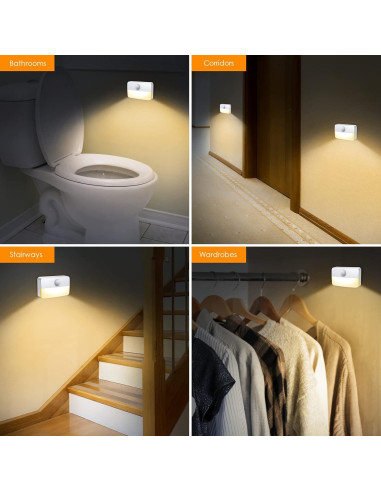 2 Pack Luz Nocturna Sensor de Movimiento JXTZ 3000K Adhesiva