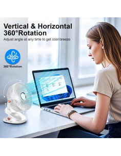 Ventilador Portátil de Clip iNeibo 4000mAh con LED 4 Velocidades 2