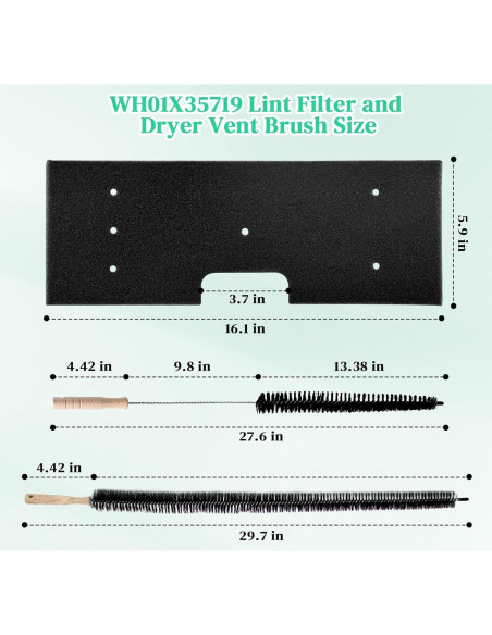 Filtro de Pelusa WH01X35719 GE para Lavadora Secadora - Paquete de 4