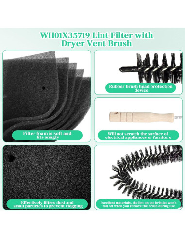 Filtro de Pelusa WH01X35719 GE para Lavadora Secadora - Paquete de 4