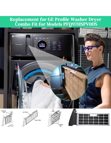 Filtro de Pelusa WH01X35719 GE para Lavadora Secadora - Paquete de 4