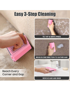 Removedor de Pelo de Mascota SAMFAT Rosa 2-en-1 Reutilizable 2