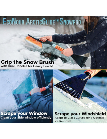 Cepillo de Nieve y Raspador de Hielo EcoNour 27" Naranja - 2 Paquete