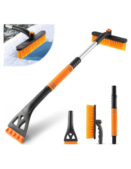 LivTee Raspador de Hielo y Cepillo de Nieve 81 cm Naranja