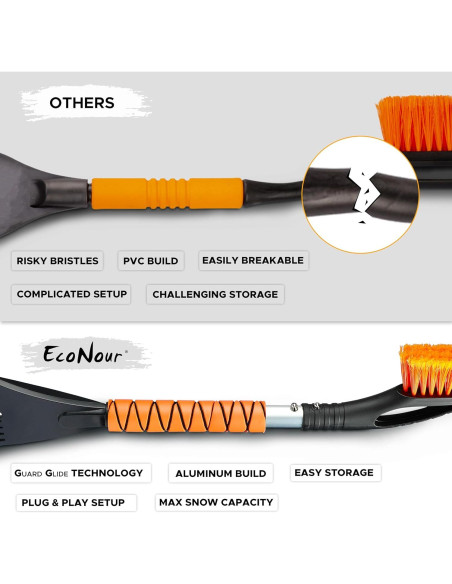Cepillo de Nieve y Raspador de Hielo EcoNour 27" Naranja - 2 Paquete