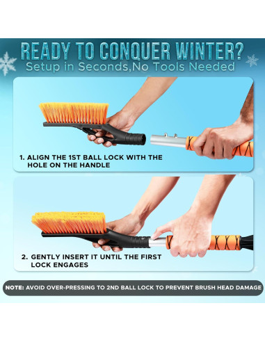 Cepillo de Nieve y Raspador de Hielo EcoNour 27" Naranja - 2 Paquete