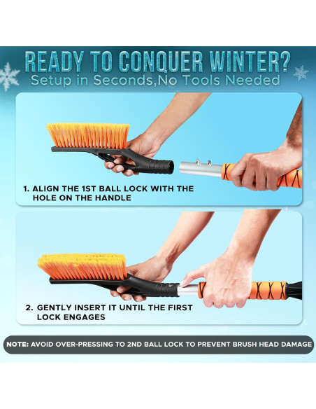 Cepillo de Nieve y Raspador de Hielo EcoNour 27" Naranja - 2 Paquete