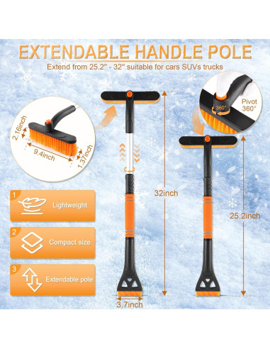 LivTee Raspador de Hielo y Cepillo de Nieve 81 cm Naranja