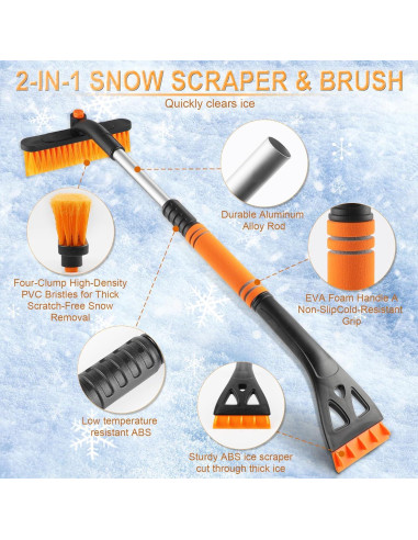 LivTee Raspador de Hielo y Cepillo de Nieve 81 cm Naranja