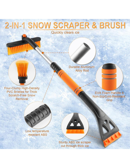 LivTee Raspador de Hielo y Cepillo de Nieve 81 cm Naranja