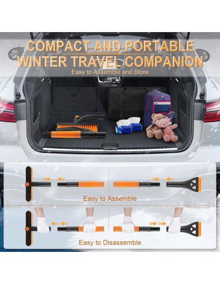 LivTee Raspador de Hielo y Cepillo de Nieve 81 cm Naranja