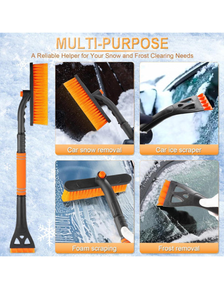 LivTee Raspador de Hielo y Cepillo de Nieve 81 cm Naranja