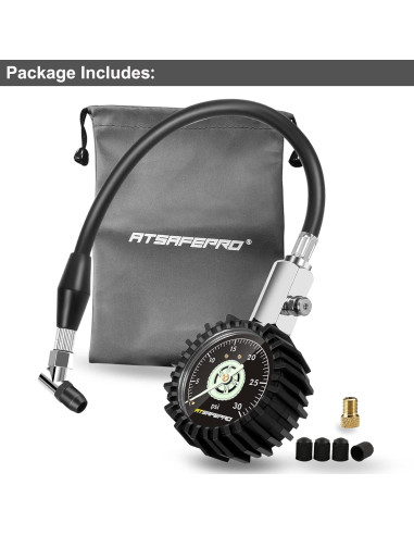 Manómetro Mecánico ATsafepro 30 PSI con Manguera Flexible