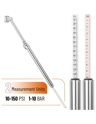 Medidor de Presión de Neumáticos Doble Cabeza UNCO - 2 Piezas, 0.69-10.34 bar