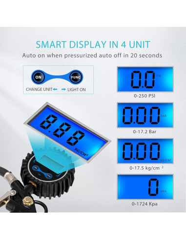 Inflador de Neumáticos Digital SPECSTAR 250 PSI con Manómetro