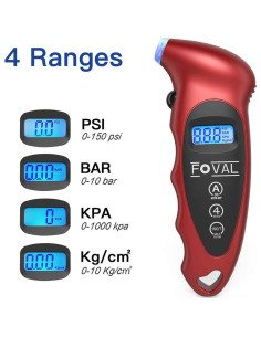 Medidor de Presión de Neumáticos Digital FOVAL 0-10 Bar 4 Piezas 2