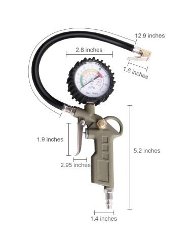 Inflador de Neumáticos con Manómetro LadFath 0-220 PSI