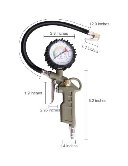 Inflador de Neumáticos con Manómetro LadFath 0-220 PSI