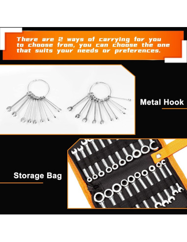 Juego de Llaves Mini LEONTOOL 20 Pcs Métrico y SAE 4-11mm