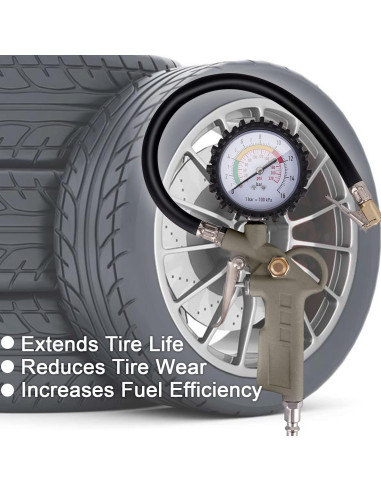 Inflador de Neumáticos con Manómetro LadFath 0-220 PSI