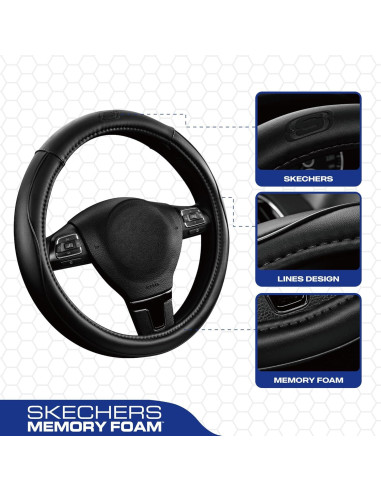 Cubierta de Volante Skechers de Cuero Microfibra 37-38 cm Negra