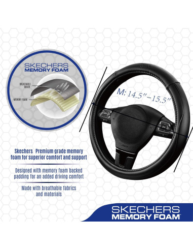Cubierta de Volante Skechers de Cuero Microfibra 37-38 cm Negra