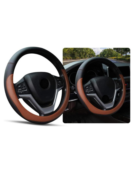 Cubierta de Volante Ziciner de Cuero Suave 36.8-38.1 cm Café Cubierta de Volante Ziciner de Cuero Suave 36.8-38.1 cm Café