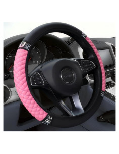 Cubierta de Volante de Coche YSFKJ Rosa 15 Pulgadas Antideslizante