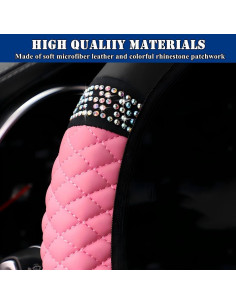 Cubierta de Volante de Coche YSFKJ Rosa 15 Pulgadas Antideslizante 2