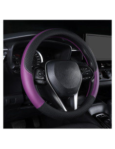 Cubierta de Volante de Cuero Antideslizante Follicomfy 38.1 cm Púrpura