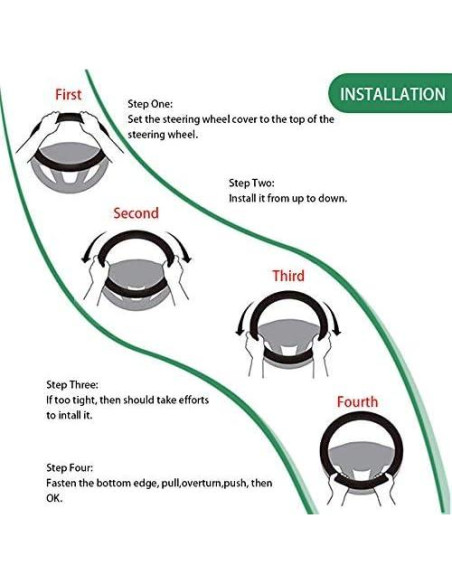 Cubierta de Volante LS AUTO Boho Verde 38 cm Antideslizante