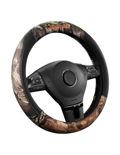 Cubierta de Volante Mossy Oak Negra - Cuero Premium Universal 36.8-38.1 cm