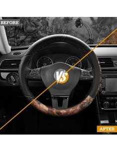 Cubierta de Volante Mossy Oak Negra - Cuero Premium Universal 36.8-38.1 cm 2