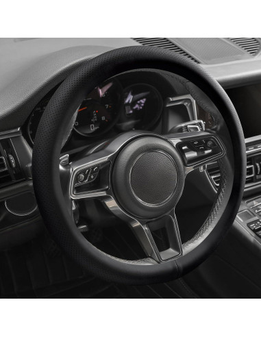 Cubierta de Volante de Cuero Genuino SthExtra 37-38.5 cm Negra