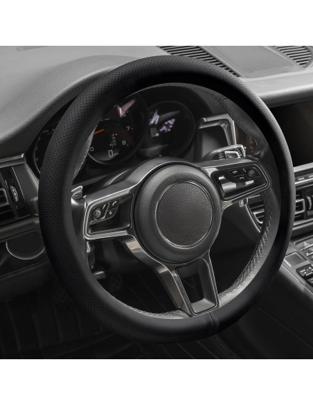 Cubierta de Volante de Cuero Genuino SthExtra 37-38.5 cm Negra