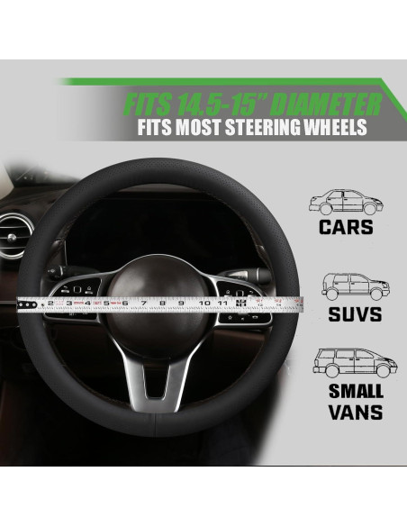 Cubierta de Volante de Cuero Genuino SthExtra 37-38.5 cm Negra