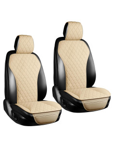 Fundas de Asiento de Cuero BaoLL Beige + Funda de Volante