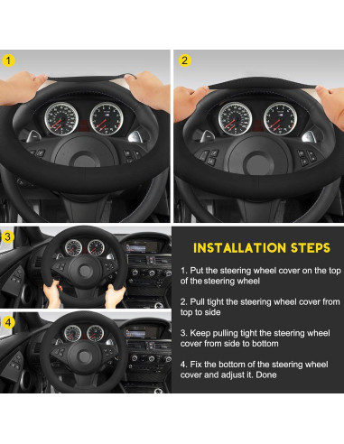 Cubierta de Volante de Cuero Genuino SthExtra 37-38.5 cm Negra