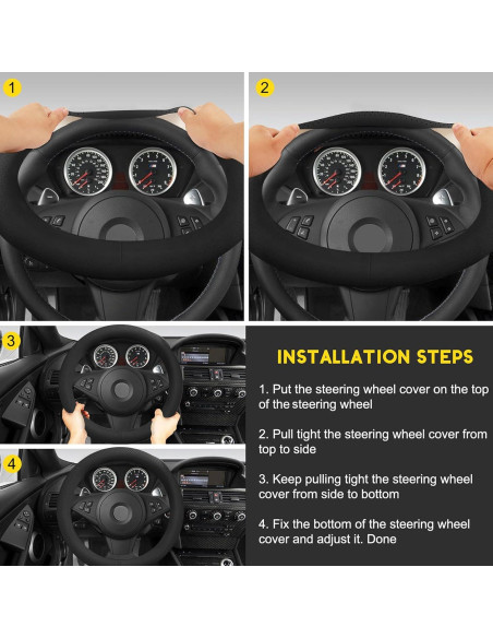 Cubierta de Volante de Cuero Genuino SthExtra 37-38.5 cm Negra