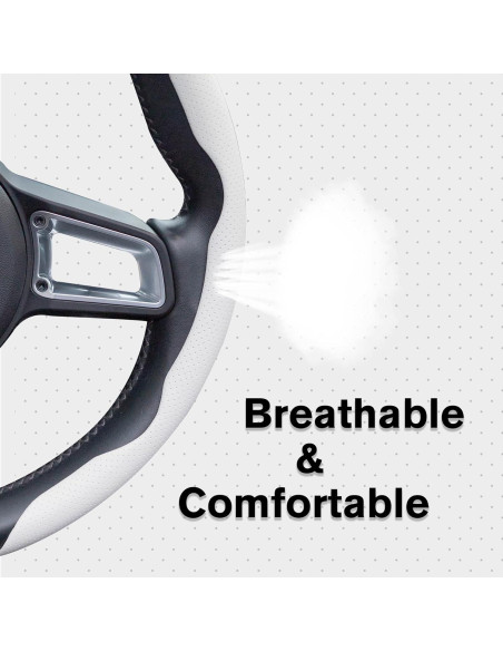 Cubierta de Volante de Cuero Nappa Amiss Universal Blanca