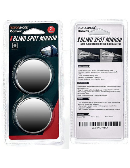 Espejos de Punto Ciego Performore - Paquete de 2, 5 cm Convexos